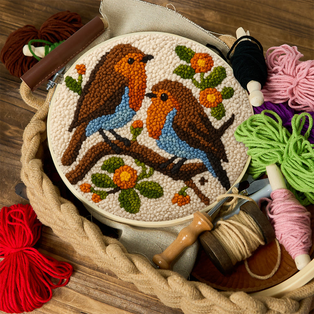 Twin Songbirds Floral Branch Punch Needle Kit – Diy Hand Embroidery | Elegant Home Decor Accent - image 12