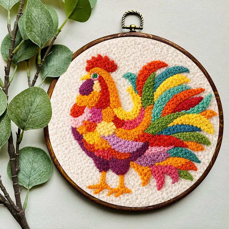 Vivid Rooster Punch Needle Kit - Simple Handcraft | Must-have Gift Option - image 6