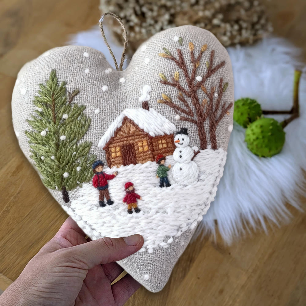 Rubbyoo Heart Embroidery Kit - Light Snow | Winter Handmade Art | Christmas Wall Hanging  - image 6