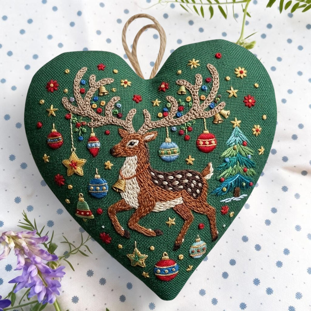 Rubbyoo Heart Embroidery Kit -  Cheerful Christmas Reindeer | Ideal Christmas Tree Hangings  | Heartwarming Holiday Home Decor Gift For Beginners - image 5