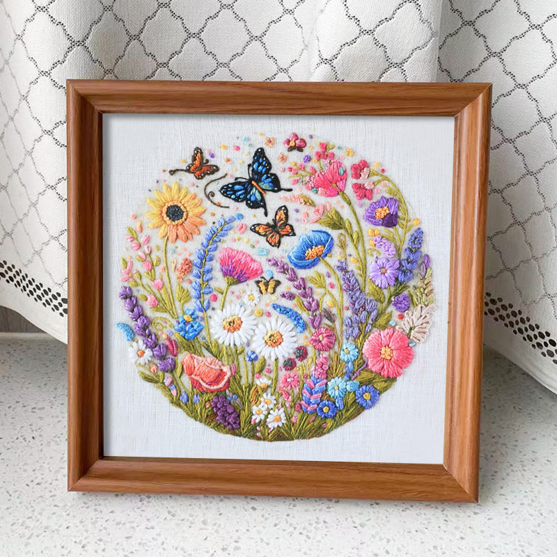 Rubbyoo Embroidery Kit - Beautiful Wildflowers | Floral Hoop Art | Diy Anniversary Craft - Embroidery Kit Plus An Extra Frame - image 13