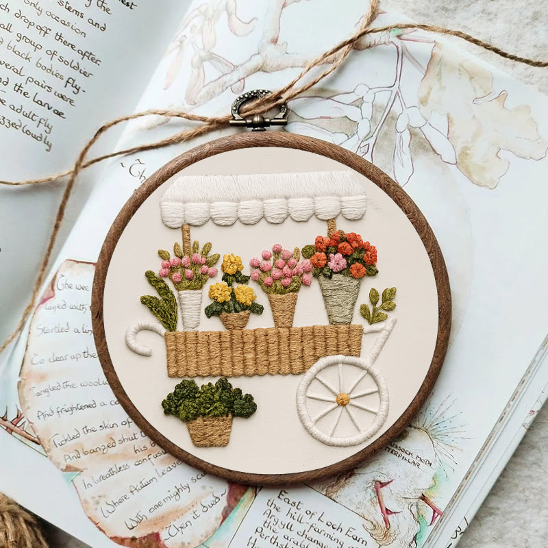 Rubbyoo Embroidery Kit - Charming Floral  Cart | Diy Handmade Craft | Unique Desk Decor - image 7