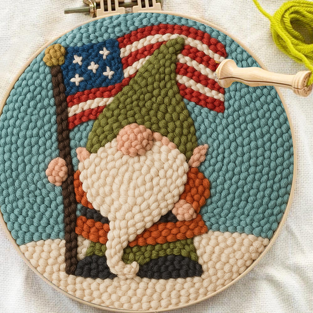 American Flag Patriotic Gnome Punch Needle Kit – Holiday Top Pick | Playful Decorative Accent - image 9