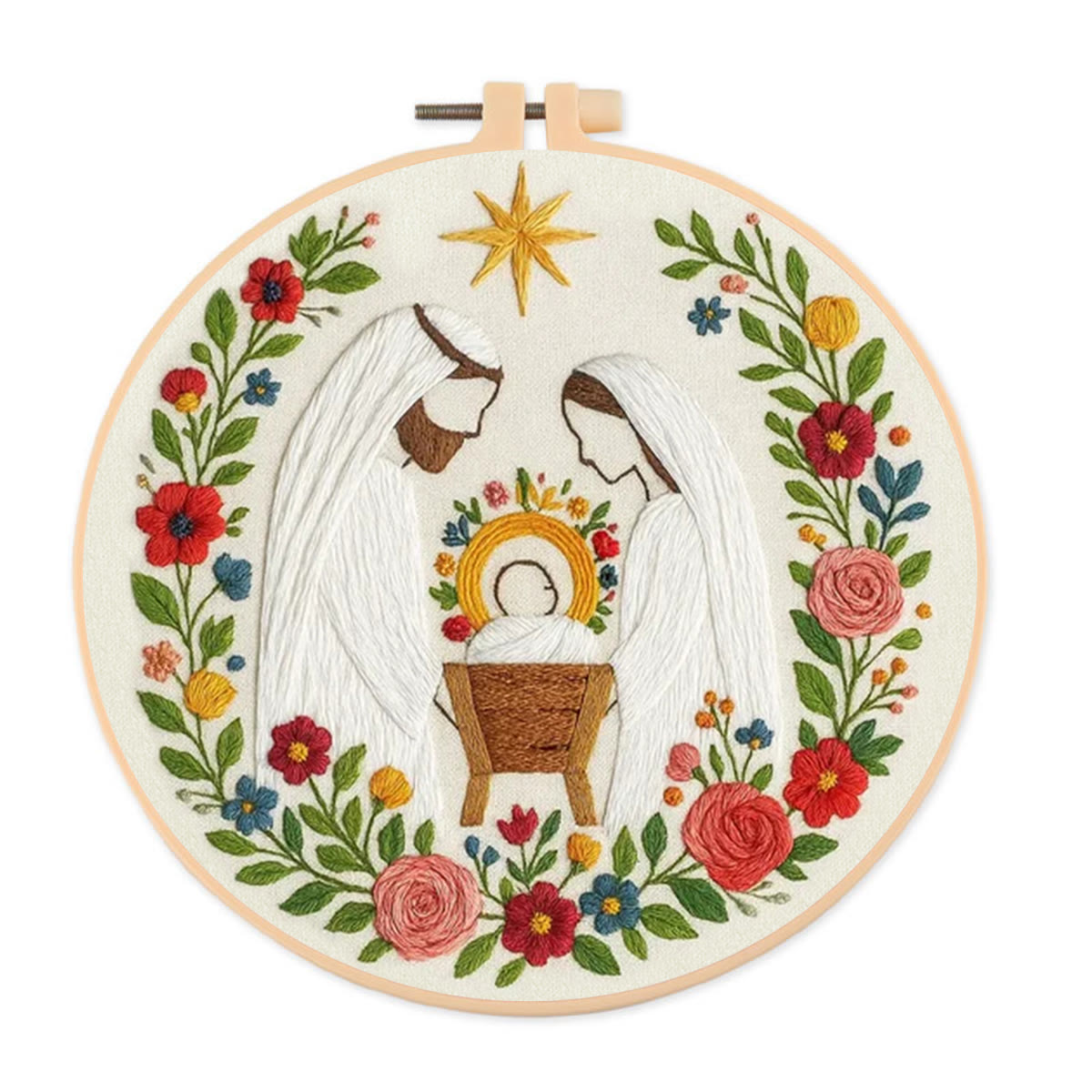 Rubbyoo Embroidery Kit - Sacred Nativity Art | Religious Wall Decor | Modern Diy Craft  - 20*20cm - Holy Night - image 4