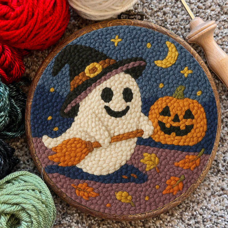 Happy Halloween Ghost Punch Needle Kit - Adorable Halloween Decor | Nice Holiday Handicraft  - image 2