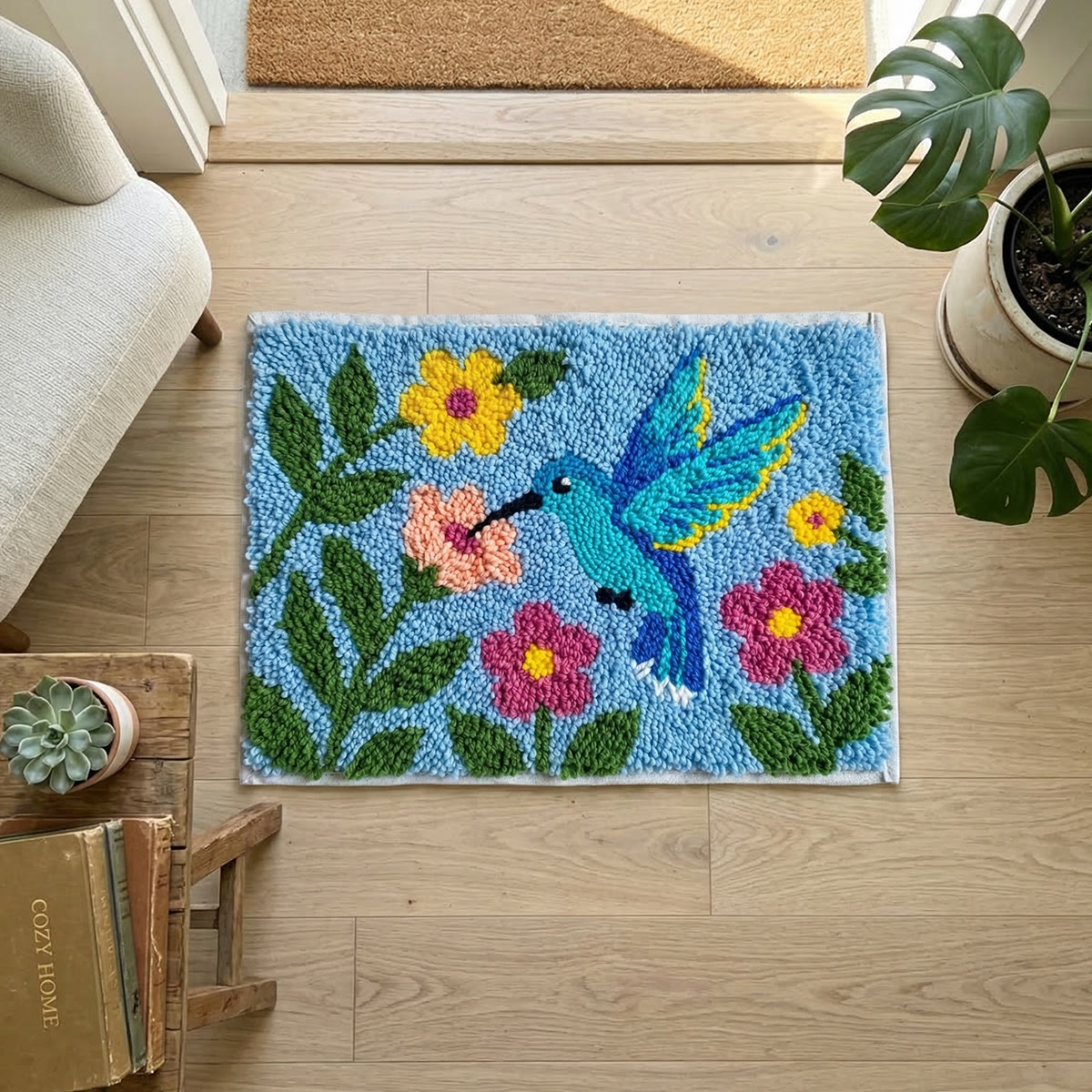Rubbyoo Latch Hook Rug Kit - Hummingbird | Decorative Outdoor Mat |  Diy Hook Craft  - image 8