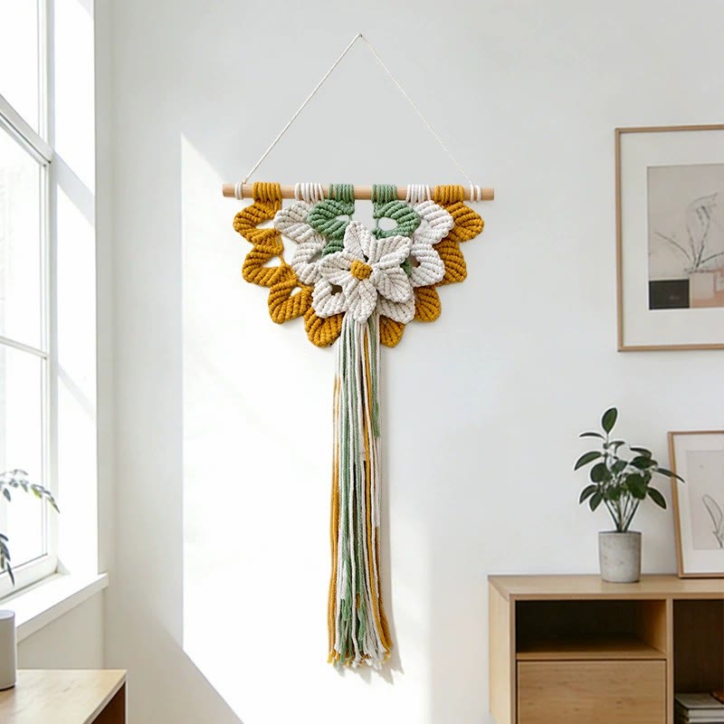 Rubbyoo Macrame Wall Hanging - Woven Flower Tapestry | Boho Art For Bedroom  - image 4