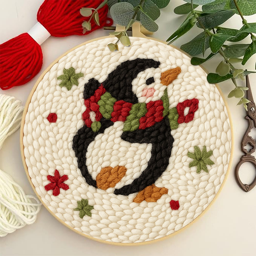 Cute Penguin Punch Needle Kit - Christmas Tree Hanging Craft | Nice Handmade Christmas Gifts For Child - image 8