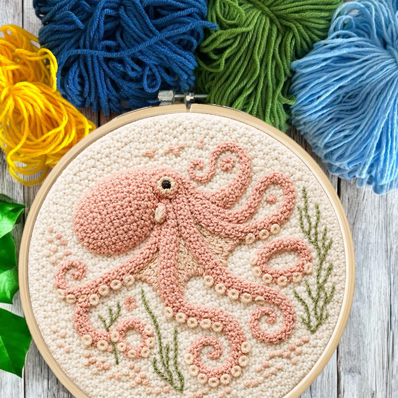 Blush Curly Octopus Punch Needle Kit – Top Gift Pick | Fun-filled Diy Creation - image 11