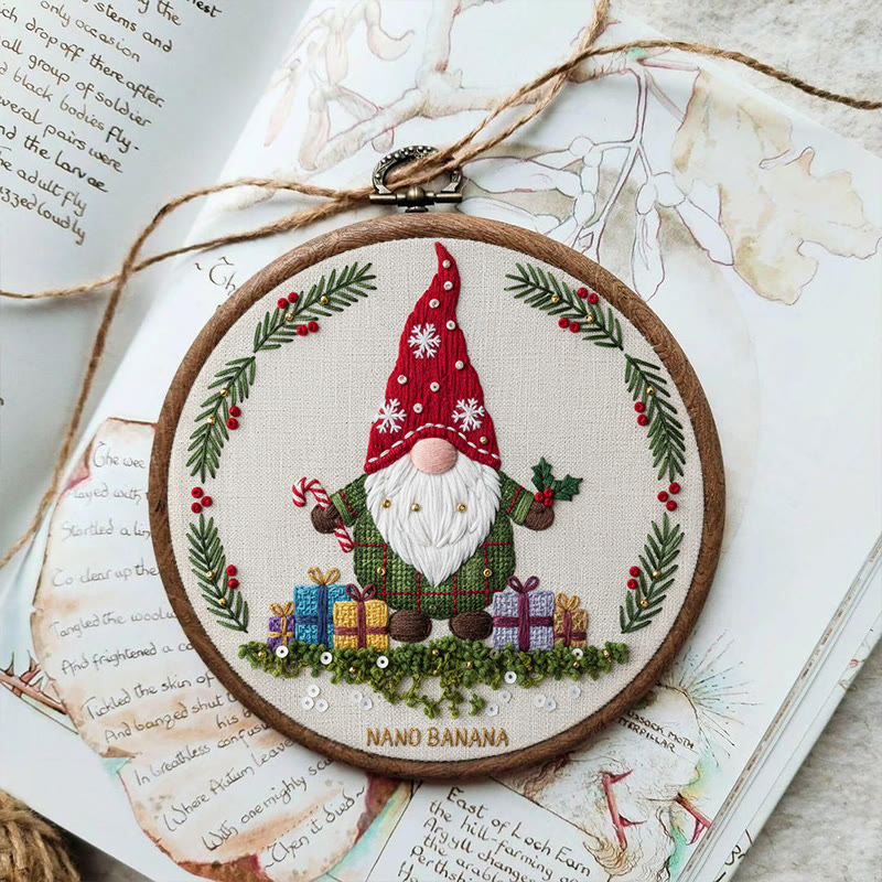 Rubbyoo Embroidery Kit - Christmas Gnome With Gifts | Christmas Celebration Craft | Diy Needle Art - image 9