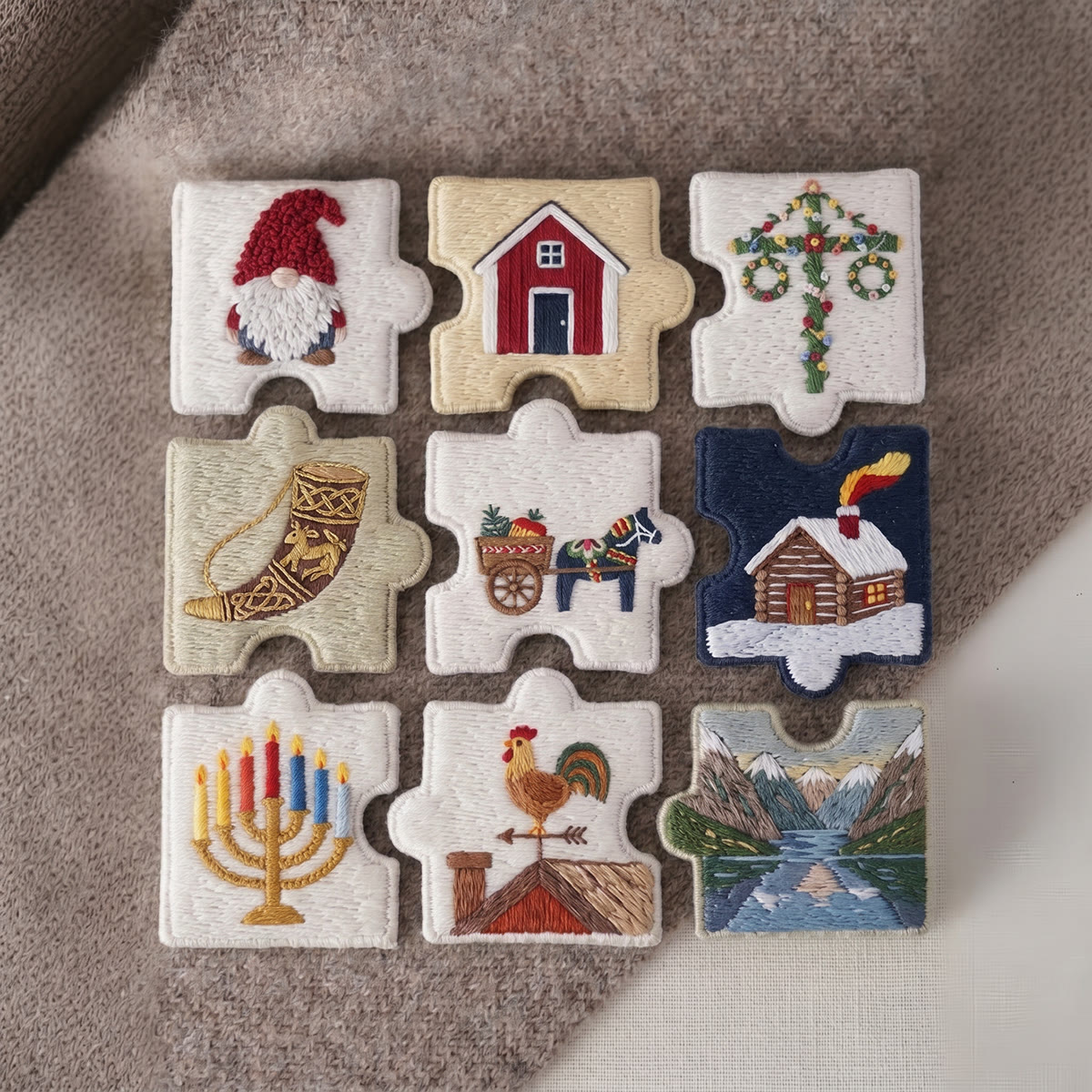 Rubbyoo Diy Magnet & Brooch Embroidery Puzzle Kit - Nordic Folk Art | Christmas Holiday Decoration - image 5