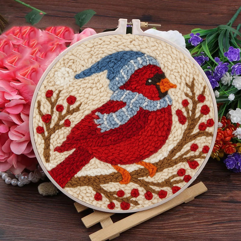 Winter Cardinal Bird Punch Needle Kit - Christmas Gift For Craft Lover | Holiday Home Decor  - image 5
