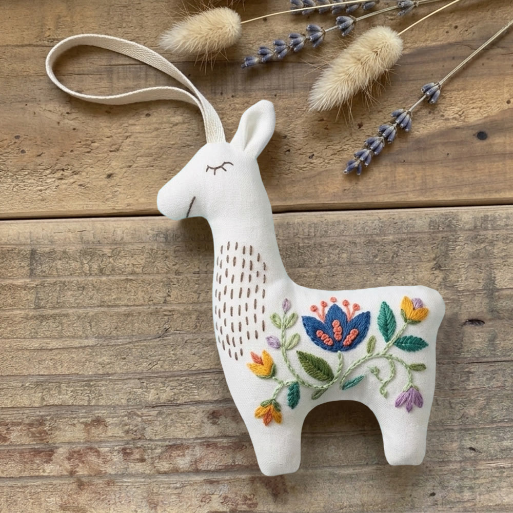 Rubbyoo Llama Embroidery Kit - Little Blooms | Handmade Adorable Gift | Diy Hanging Ornament - image 7