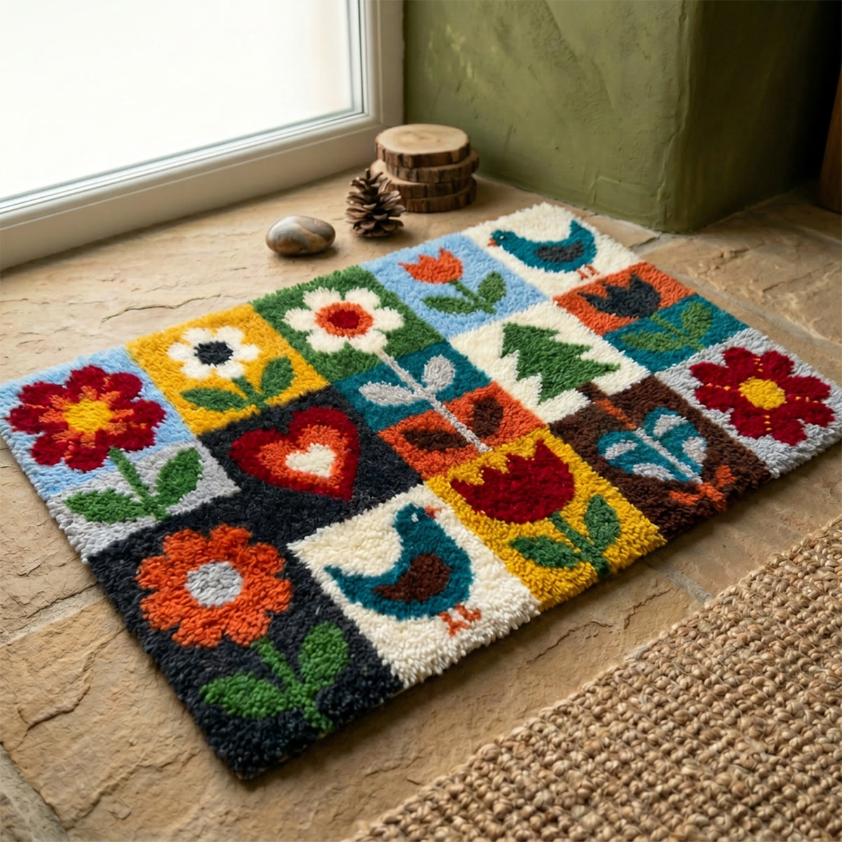 Rubbyoo Latch Hook Rug Kit - Variety Of Flowers | Handmade Floral  Art Craft | Diy Bedroom Floor Mat - image 6