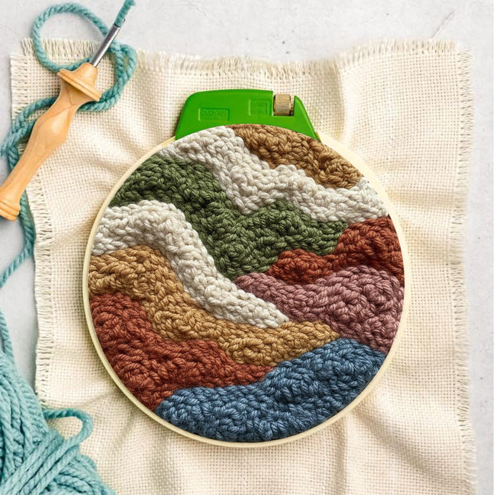 Soft-toned Wave Texture Punch Needle Kit – Stylish Artistic Wall Ornament | Effortless Simple Diy Handcraft - image 7