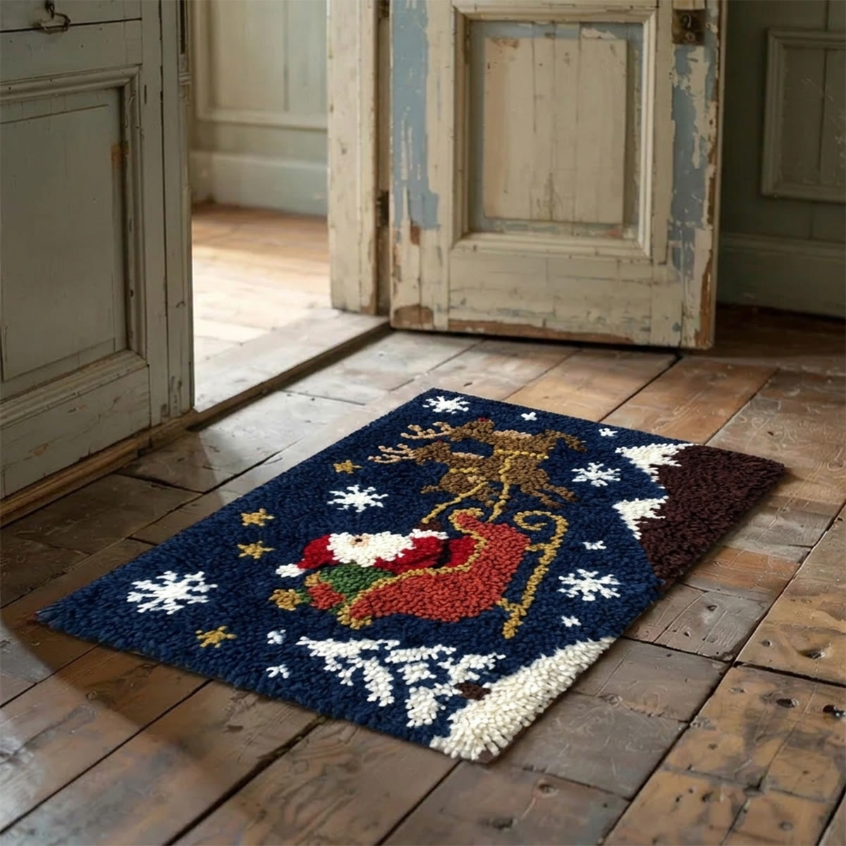 Rubbyoo Latch Hook Rug Kit - Santa Claus And Flying Reindeer | Creative Christmas Home Decor | Charming Handmade Holiday Art - image 9