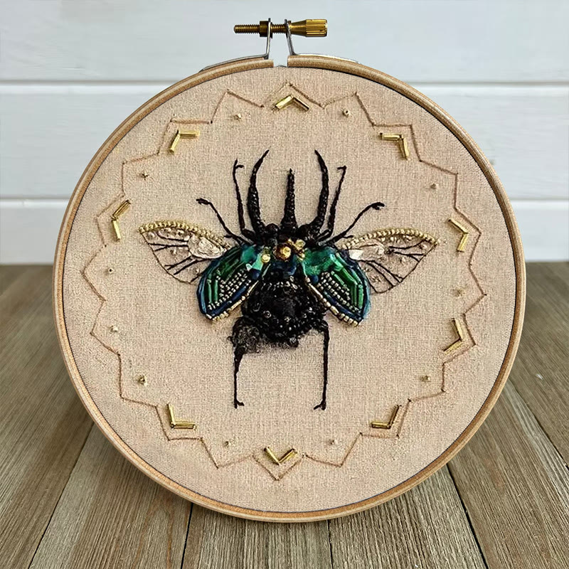 Rubbyoo Bead Embroidery Kit - Black Scarab | Handmade Craft For Adults | Easy Insect Needlepoint - image 6