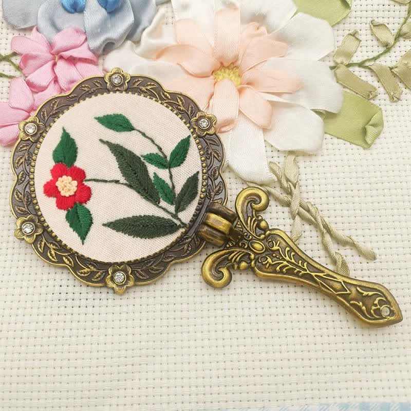 Needle kit Handheld Mirror | Floral Embroidered Compact Mirror | Great gift for your loved one - G - image 13