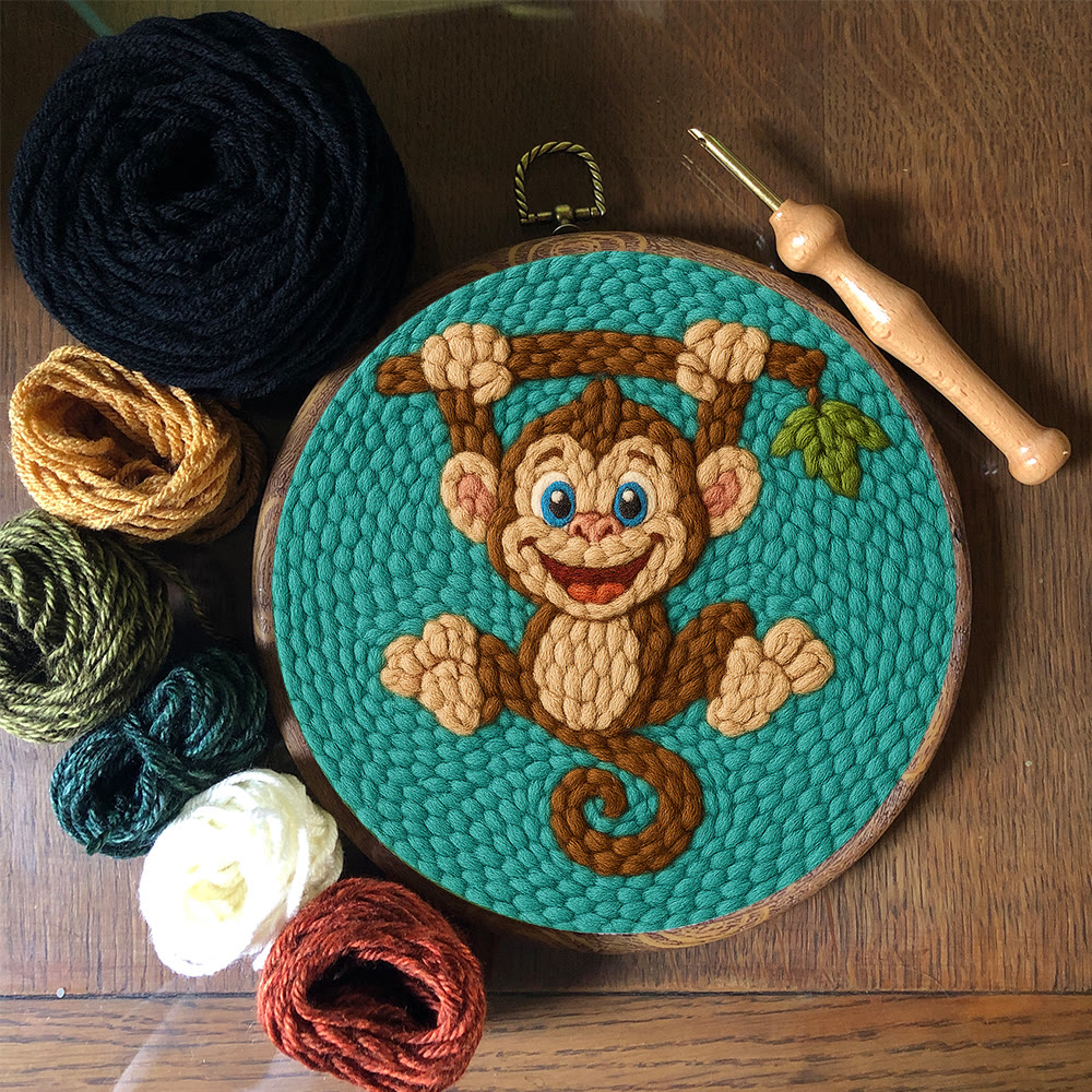 Naughty Monkey Punch Needle Kit - Diy Punch Needle Coaster | Unique Animal Needle Craft | Perfect For Home Decor - image 5