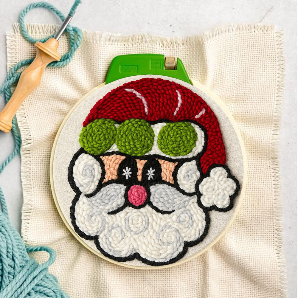  Santa Claus Punch Needle Kit - Adorable Christmas Craft | Perfect Handmade Holiday Gift - image 8
