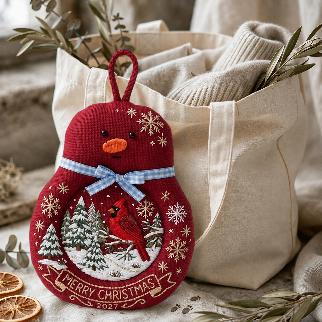 Rubbyoo Snowman Coaster Embroidery Kit - Christmas Red Cardinal | Snowy Pine Forest Holiday Decoration | Snowflake Tea Cup Mat - image 2