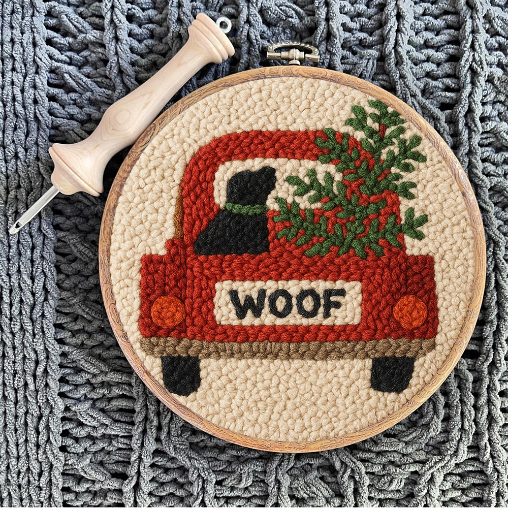  Woof Truck Punch Needle Kit - Diy Punch Needle Coaster | Craft For Handmade Enthusiast | Unique Decorative Gifts - image 9