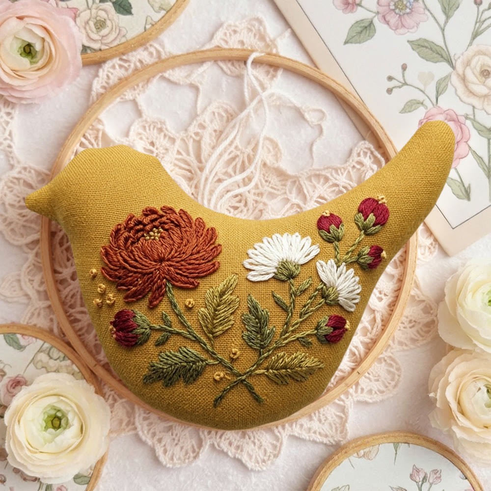 Rubbyoo Bird-shaped Embroidery Kit - Vintage Wildflower | Modern Animal Embroidery | Sewing Handmade Craft  - image 5