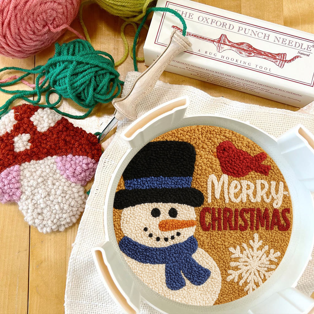 Merry Christmas Punch Needle Kit - Creative Yarn Craft | Handmade Holiday Ornament - image 9