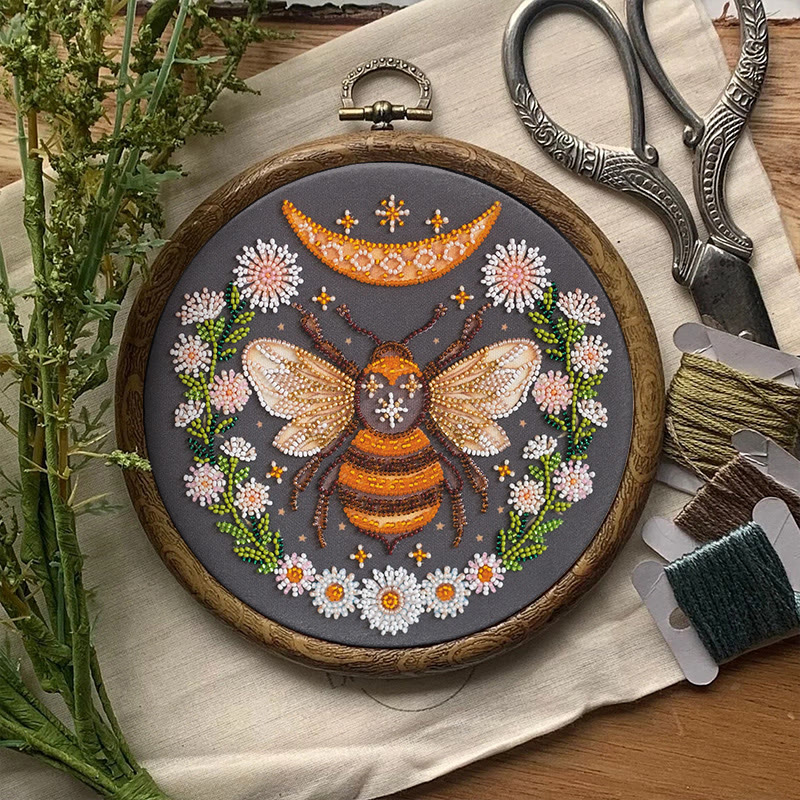 Rubbyoo Bead Embroidery Kit - Floral Bee | Diy Handicraft Collection | Exquisite Needle Art - image 5