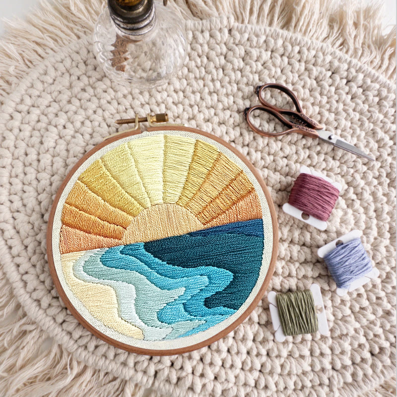 Rubbyoo Embroidery Kit - Sky And Sea | Diy Landscape Hoop Art | Perfect For Desk Decoration  - image 8
