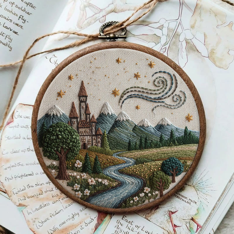 Rubbyoo Embroidery Kit - Starry Castle Stream | Idyllic Craft | Fairy-tale Accent - image 5