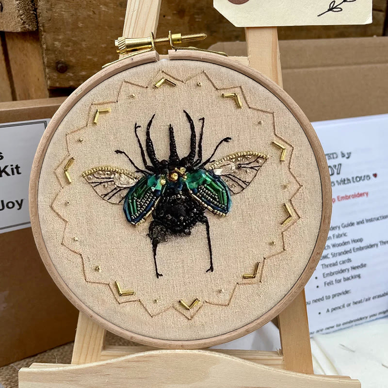 Rubbyoo Bead Embroidery Kit - Black Scarab | Handmade Craft For Adults | Easy Insect Needlepoint - image 5