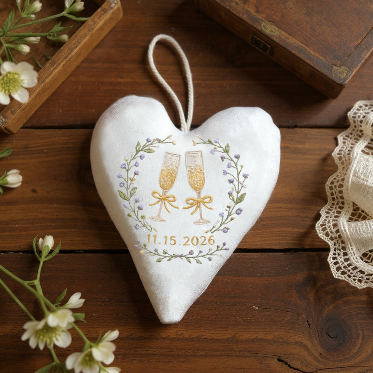 Rubbyoo Heart Embroidery Kit - Champagne Flute Purple Wreath | Anniversary Gifting | Diy Hand Embroidery Craft - image 8