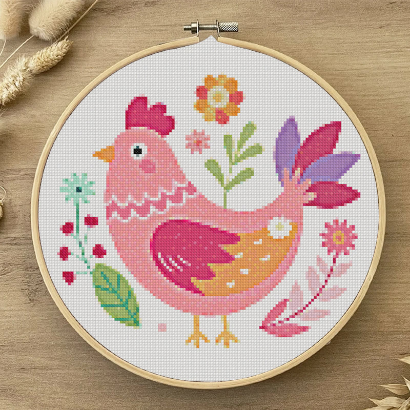  Cross Stitch Kit - Floral Hen | Cosy Sewing Artwork | Wall Hanging Craft - image 4