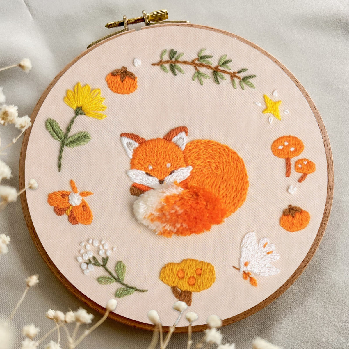 Rubbyoo Embroidery Kit - Sleeping Fox | Adorable Animal Handicraft | Diy Home Hanging Ornament - image 5
