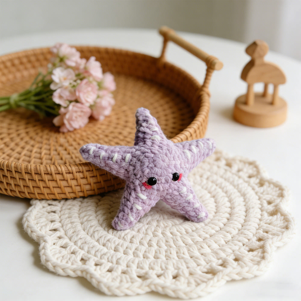Diy Handmade Purple Starfish Crochet Kit - Adorable Plush Toy | Beginners Crocheted Craft  - image 3