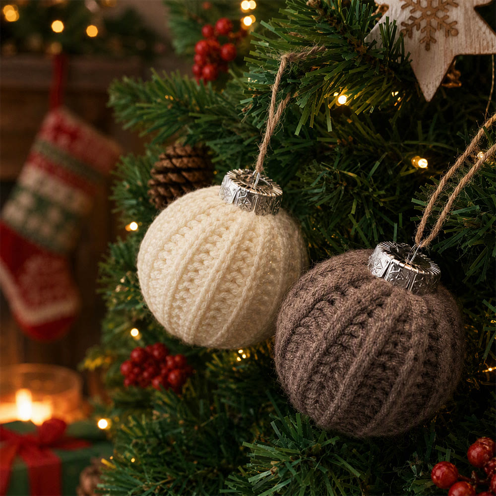 Rubbyoo Crochet Christmas Ball Ornament – Handmade Xmas Tree Hanging | Cozy Festive Party Decor - image 3