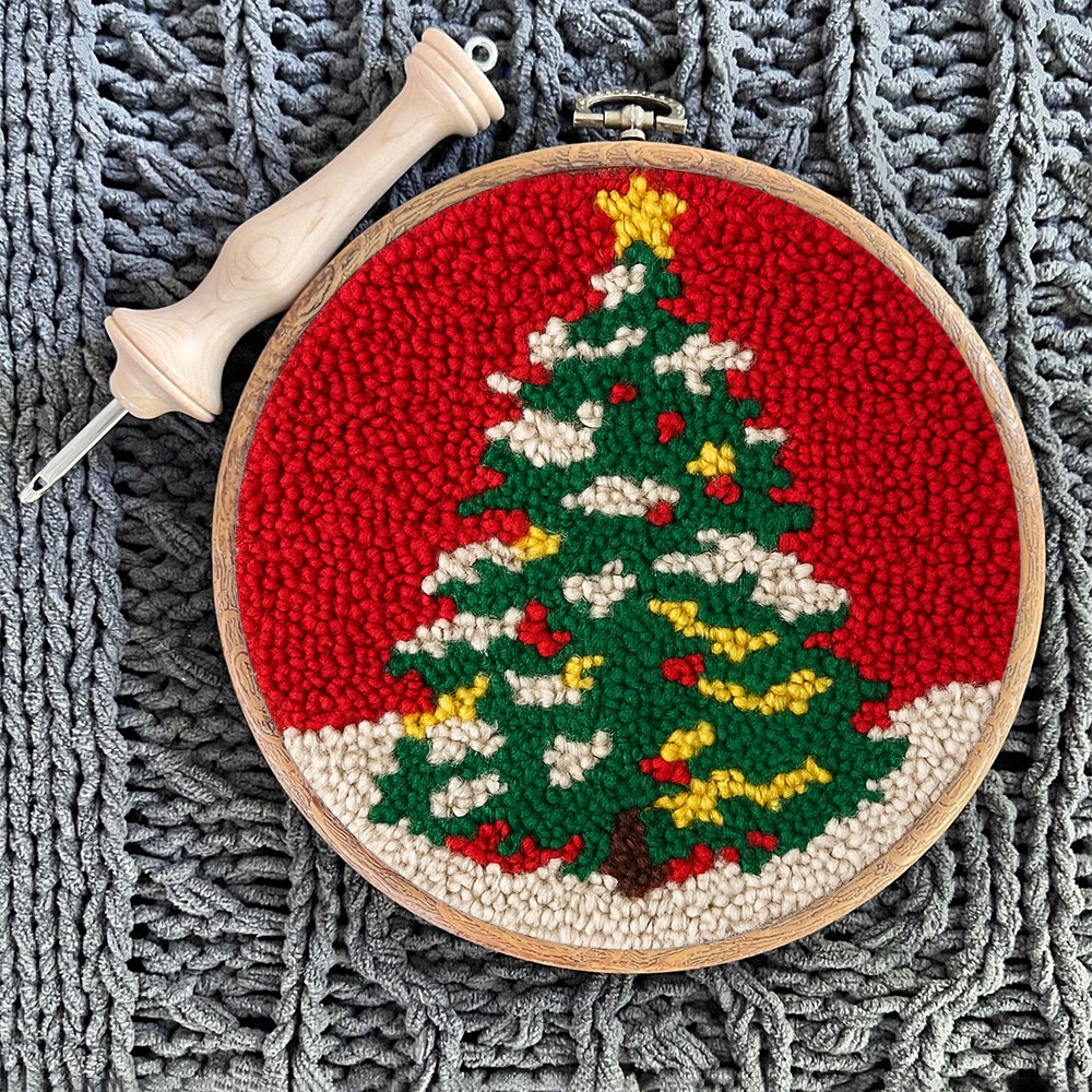 Shiny Christmas Tree Punch Needle Kit - Diy Christmas Needle Art  | Nice Handmade Craft For Kid - image 9
