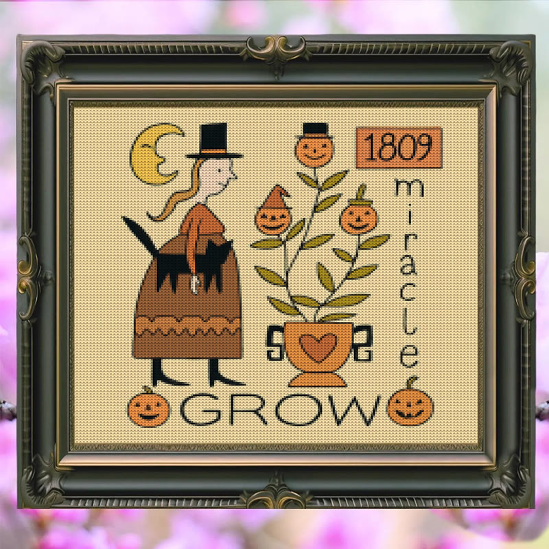 Cross Stitch Kit - Witch With Black Cat | Halloween Handmade Stitch | Diy Holiday Hanging  - image 4