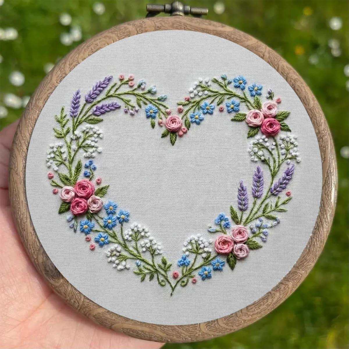 Rubbyoo Embroidery Kit - Floral Heart Design | Flowers Home Decor | Beginner Easy Handicraft  - image 3