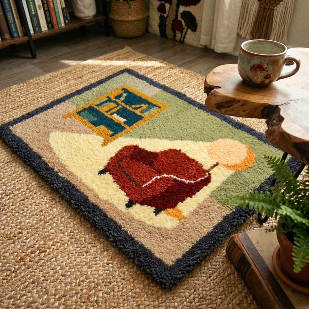 Rubbyoo Latch Hook Rug Kit - Cozy Room | Handmade Door Mat | Modern Soft Rug - image 4