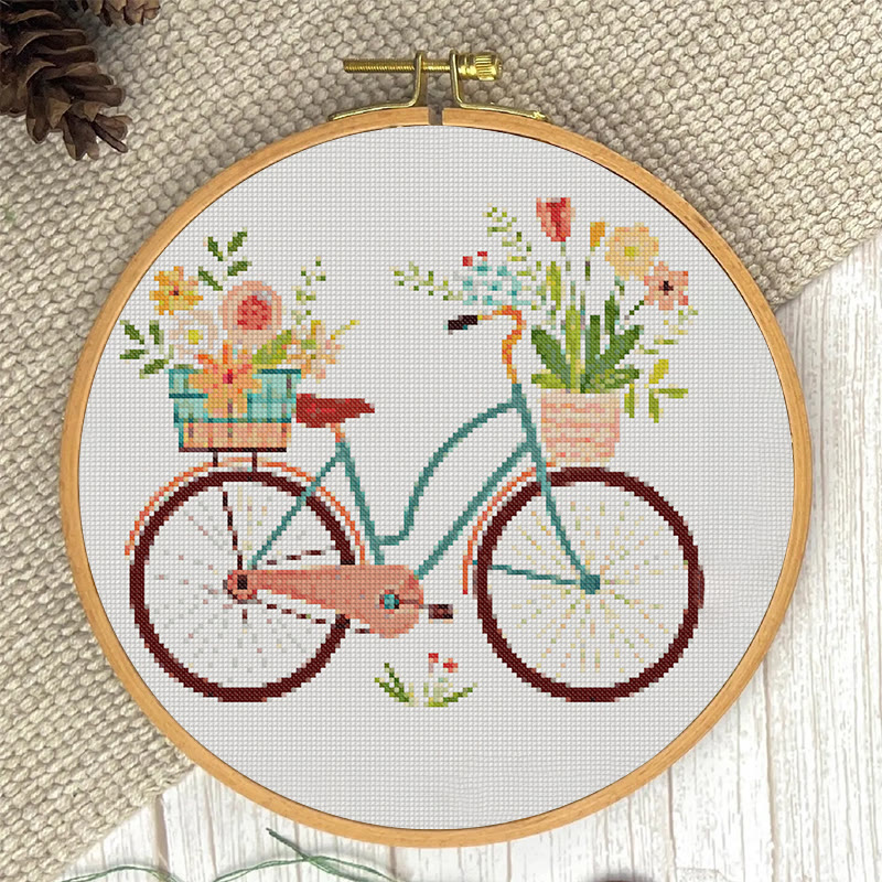  Cross Stitch Kit - Botanical Bicycle | Diy Stitch Handicraft | Nice Birthday Gifts For Friends - image 6