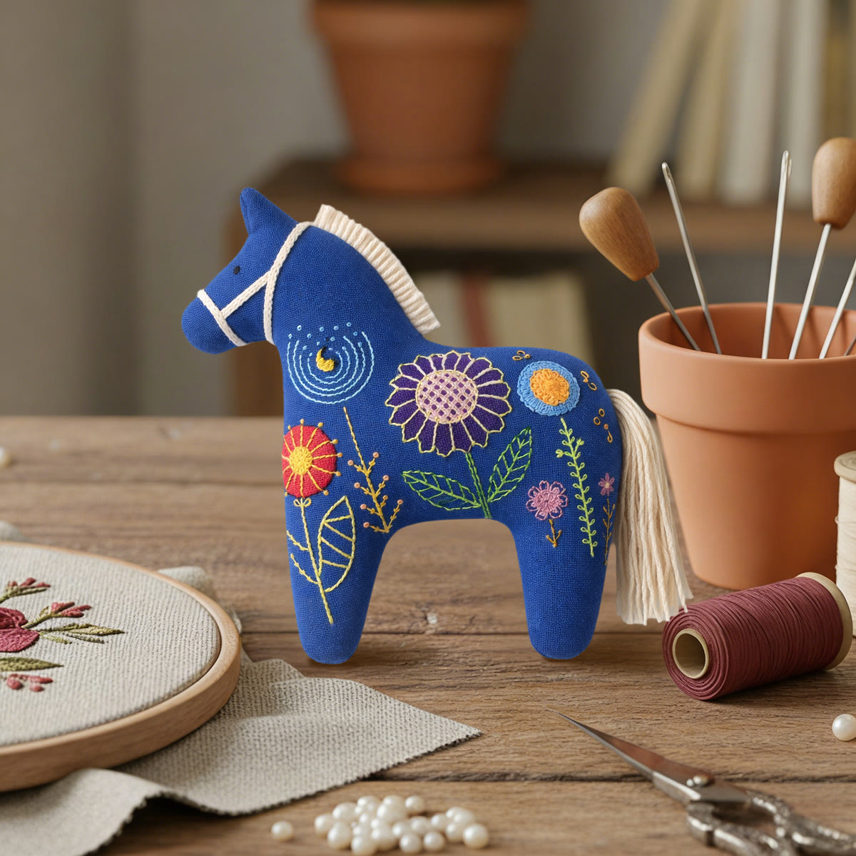 Rubbyoo Dala Horse Embroidery Kit - Little Flower | Floral Stitch Craft | Diy Animal Ornament - image 6