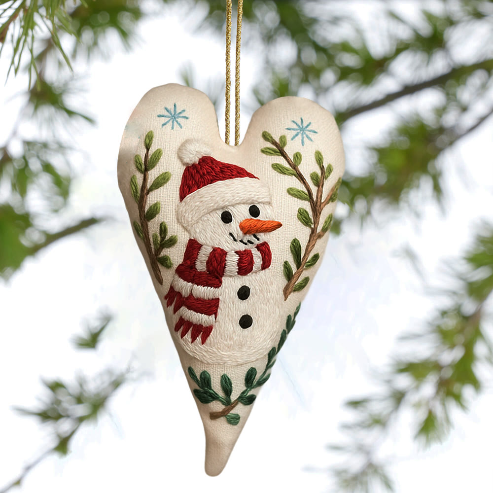 Rubbyoo Heart Embroidery Kit - Red-scarfed Snowman | Winter Decoration | Home Hanging Craft - image 8