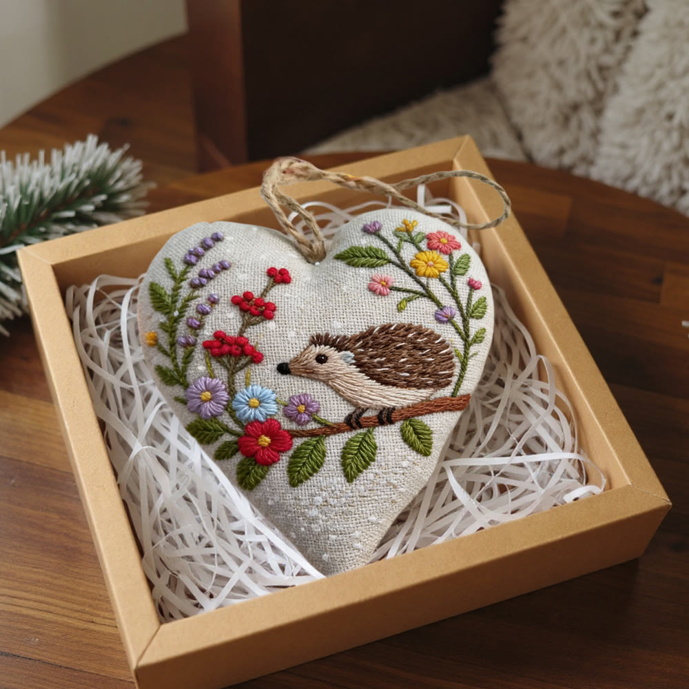 Rubbyoo Heart Embroidery Kit - Hedgehog With Floral Wreath Pattern | Novice-friendly Craft | Charming Decor - image 9