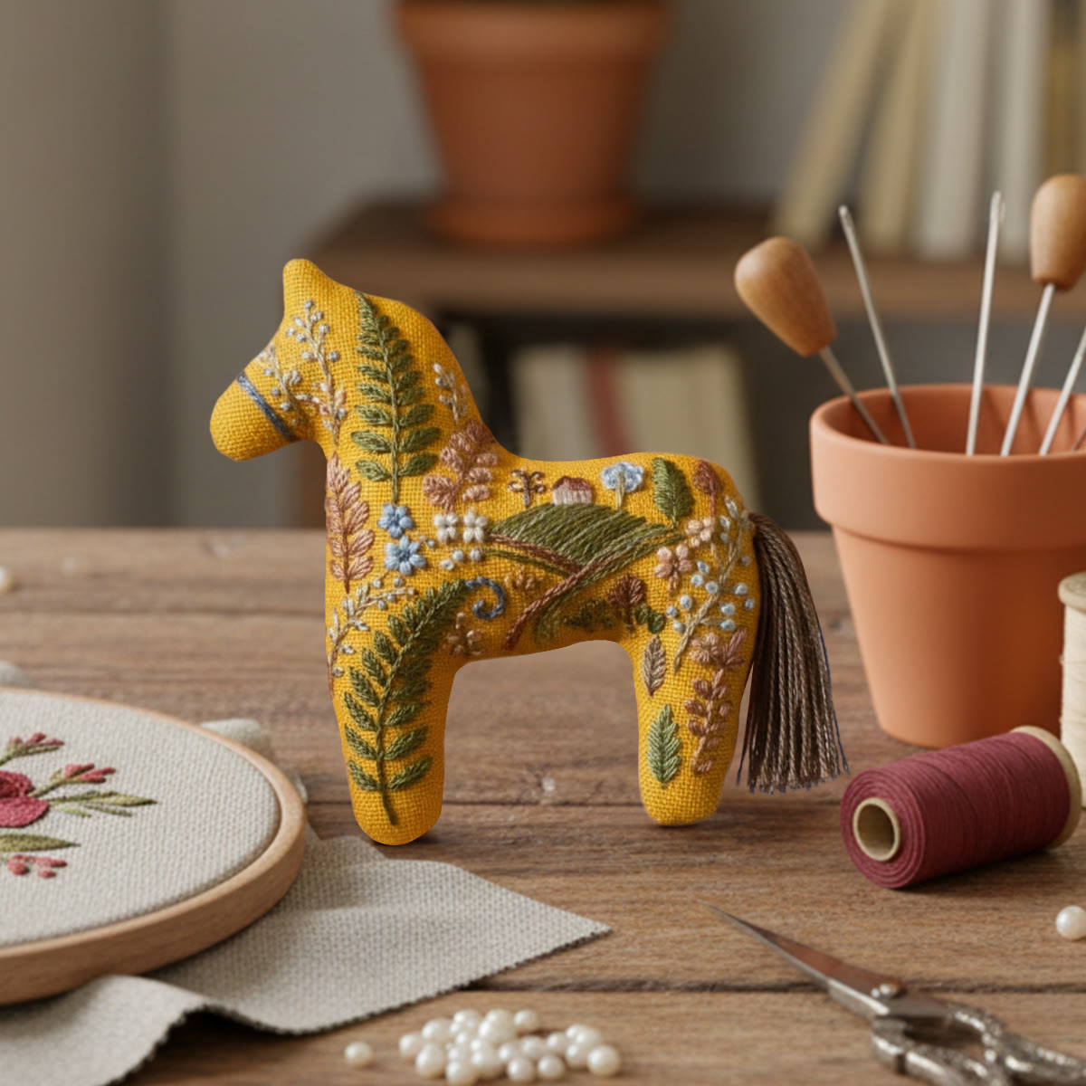 Rubbyoo Horse Embroidery Kit - Village Forest | Diy Hanging Art | Perfect For Handmade Lovers - image 4