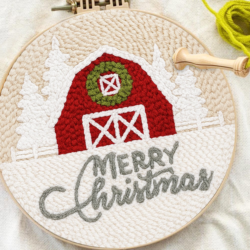 Winter Snow View Punch Needle Kit - Diy Hoop Art |  Handmade Wall Hanging Decor - image 9