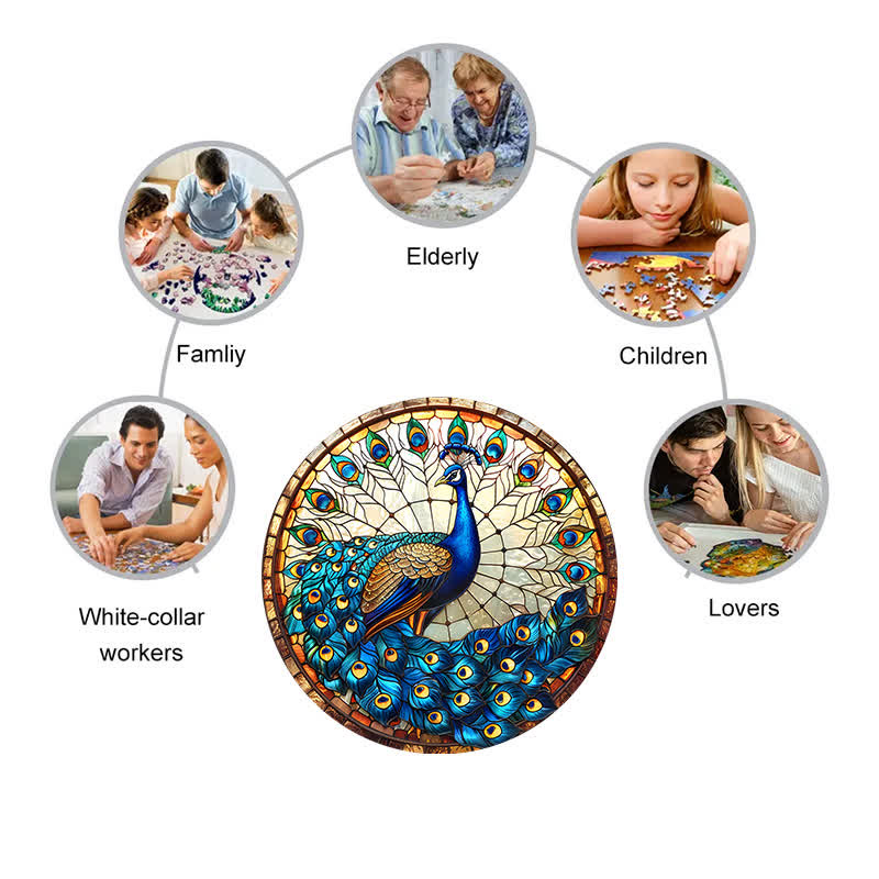 Rustic Peacock  - Wooden Jigsaw Puzzle