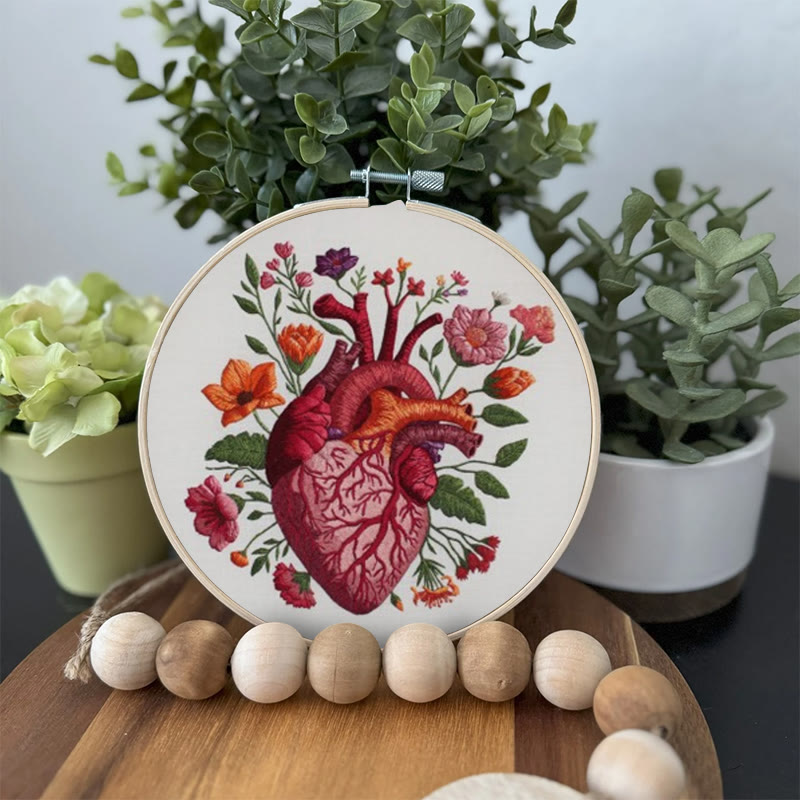 Rubbyoo Embroidery Kit - Anatomical Floral Heart | Handicraft For Wall Art | Unique Collection Gift - image 3