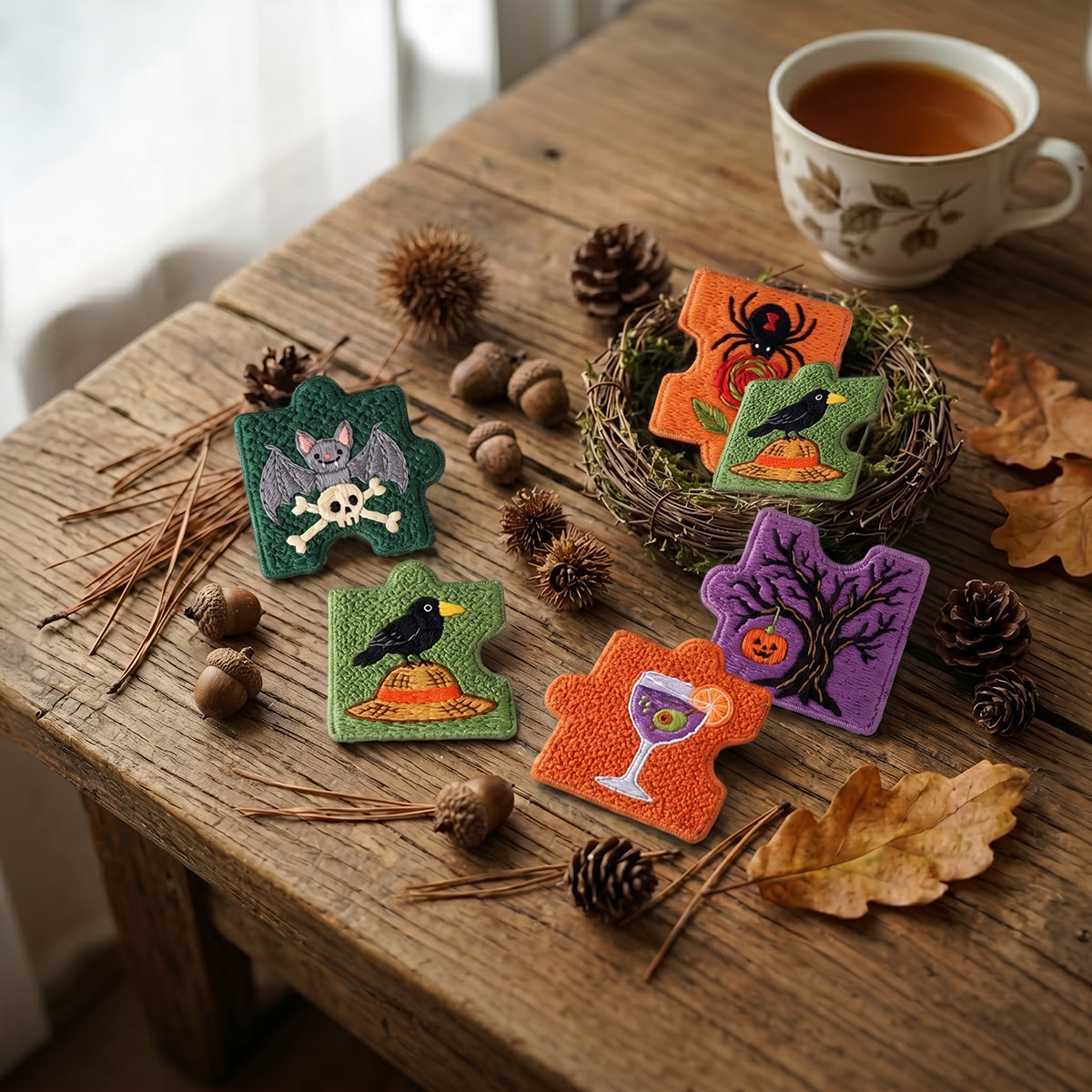Rubbyoo Diy Magnet & Brooch Embroidery Puzzle Kit - Cute Witch Zombie | Spooky Halloween Fridge Magnets - image 6